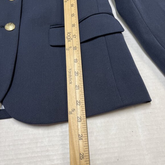 J Crew Mercantile Blazer Womens 2 Navy Schoolboy Gold Buttons Old Money Preppy - Picture 6 of 9